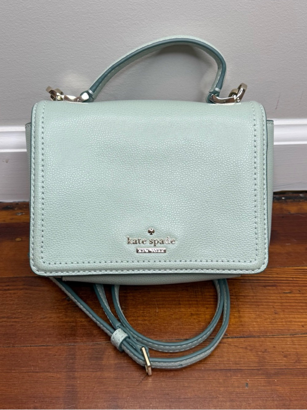 kate spade Mint Green Pebbled Leather Crossbody with Chain Strap
